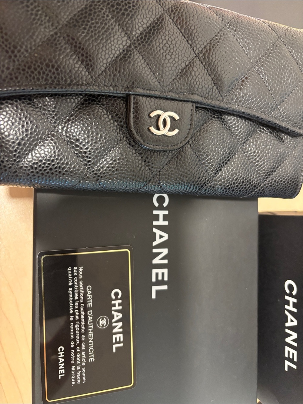 CHANEL Black Quilted Caviar Leather CC Wallet - Picture 2 of 4